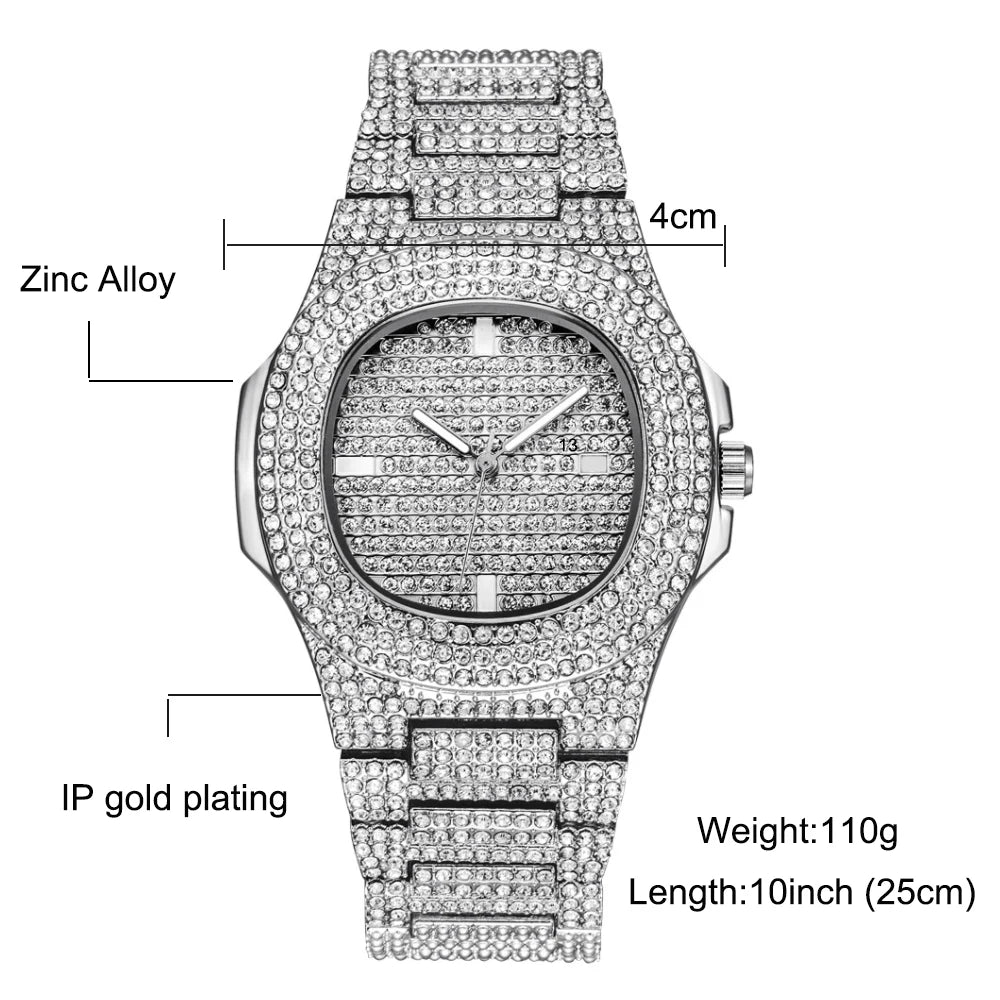 Iced Out Watch And Bracelet Sets