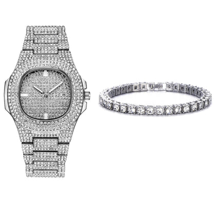 Iced Out Watch And Bracelet Sets