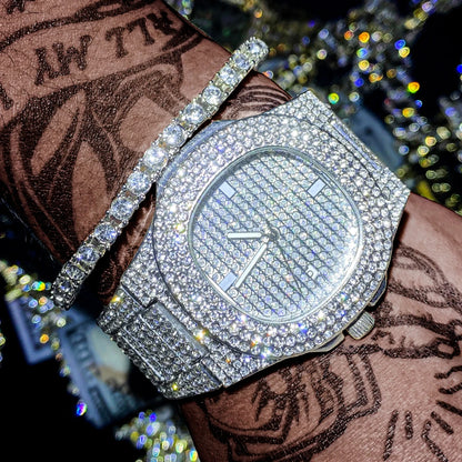 Iced Out Watch And Bracelet Sets